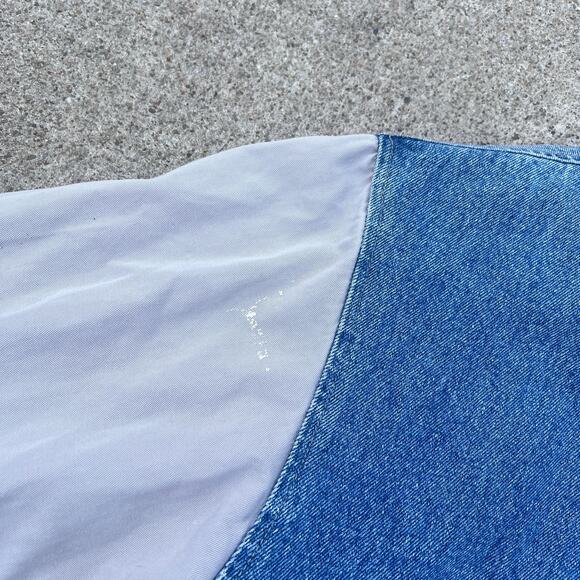 Vintage 90s Denim Jean Varsity Bomber Jacket Swingster | Size XL - Picture 9 of 11